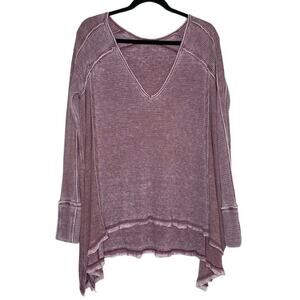 Free People Purple Pacific Thermal Waffle Knit Oversized Long Sleeve Top XS